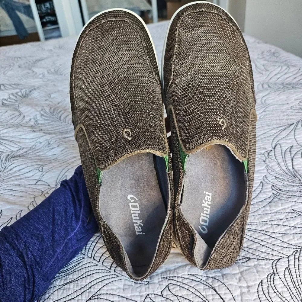 EUC Olukai Nohea Mesh Mustang Brown Slip on Men 9.5